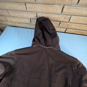 Giacca Mens Brown Hooded Parka Jacket Quilted Lined Winter Coat Size XL